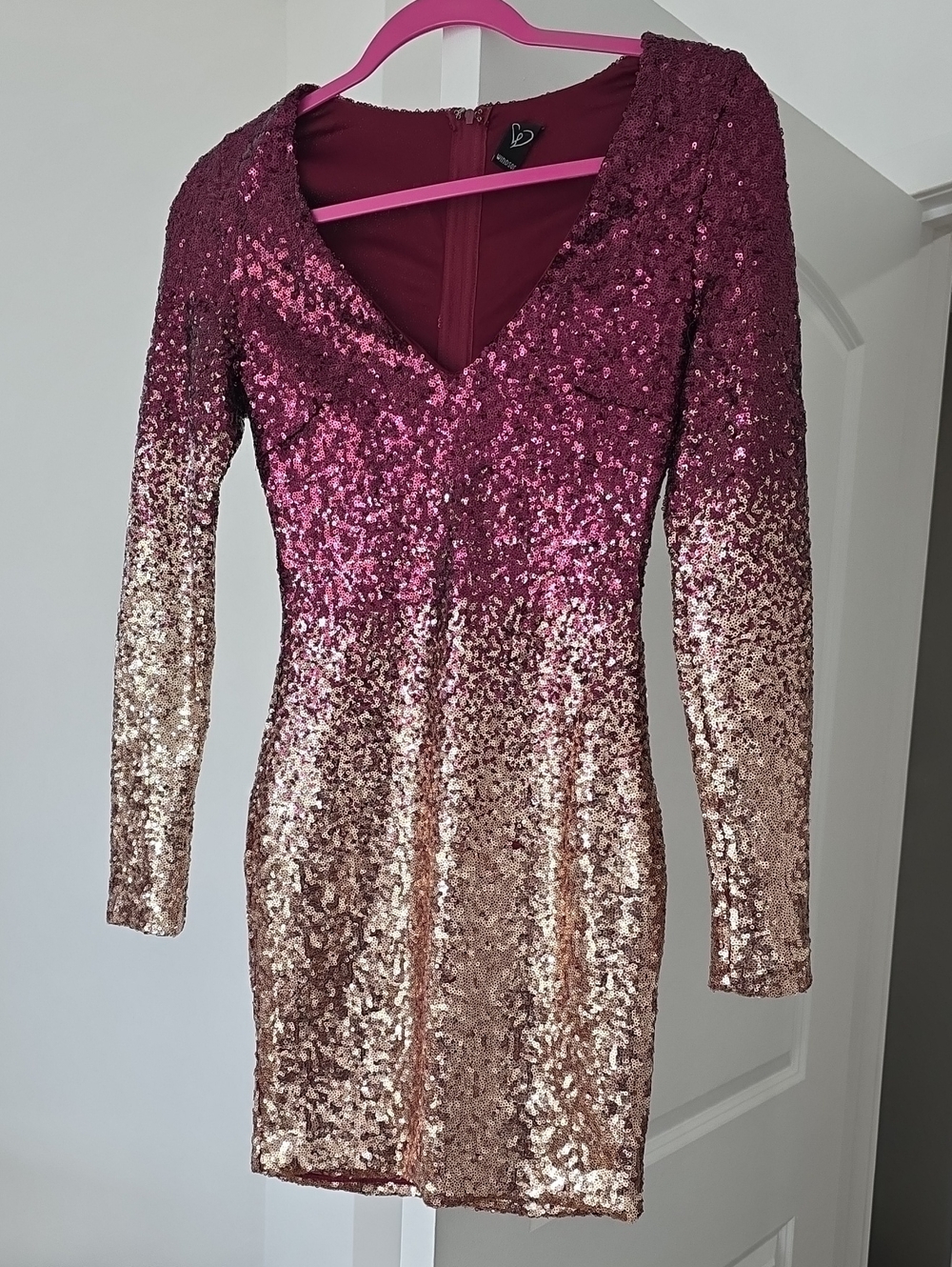 Windsor Fuchsia to Rose Gold Sequin Ombre Mini Dress